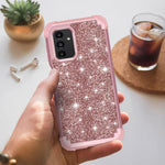 Lontect Compatible With Galaxy A13 5G Case Glitter Sparkly Bling Shockproof Heavy Duty Hybrid Sturdy High Impact Protective Cover Case For Samsung Galaxy A13 5G 2021 Shiny Rose Gold