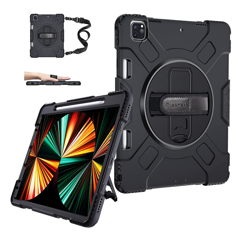 New Ipad Pro 12 9 Case 2021 5Th Generation Military Grade Shockproof Silicone Protective Cover For Ipad 12 9 Inch 5Th Gen W Pencil Holder Stand Handle