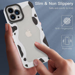 Lsl For Iphone 13 Pro Max Case Cow Pattern Frame Design Soft Tpu Bumper Anti Drop Shockproof Full Body Heavy Duty Protective Wireless Slim Clear Cute Phone Cover