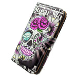 New Galaxy A32 5G Case Purple Flower Sugar Skull Leather Flip Phone Case