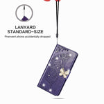 Monwutong Wallet Case For Iphone 13 Pro Max 3D Butterfly Pattern Pu Leather Case With Strong Magnetic Clasp And 3 Card Slots Holder Cover For Iphone 13 Pro Max 6 7 Hzd Rhinestone Purple