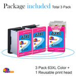 Ink Cartridge Replacement For Hp 63 63Xl For Hp Officejet 5258 5255 4650 3830 4655 4652 3634 Envy 4520 Deskjet 1112 3636 Printer 1 Print Head 3 Color Replacem