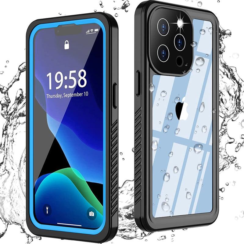 Hoguomy For Iphone 13 Pro Max Case Waterproof Built In Screen Protector Full Body Protection Heavy Duty Shock Proof Cover Waterproof Case For Iphone 13 Pro Max 6 7 Inch Blue