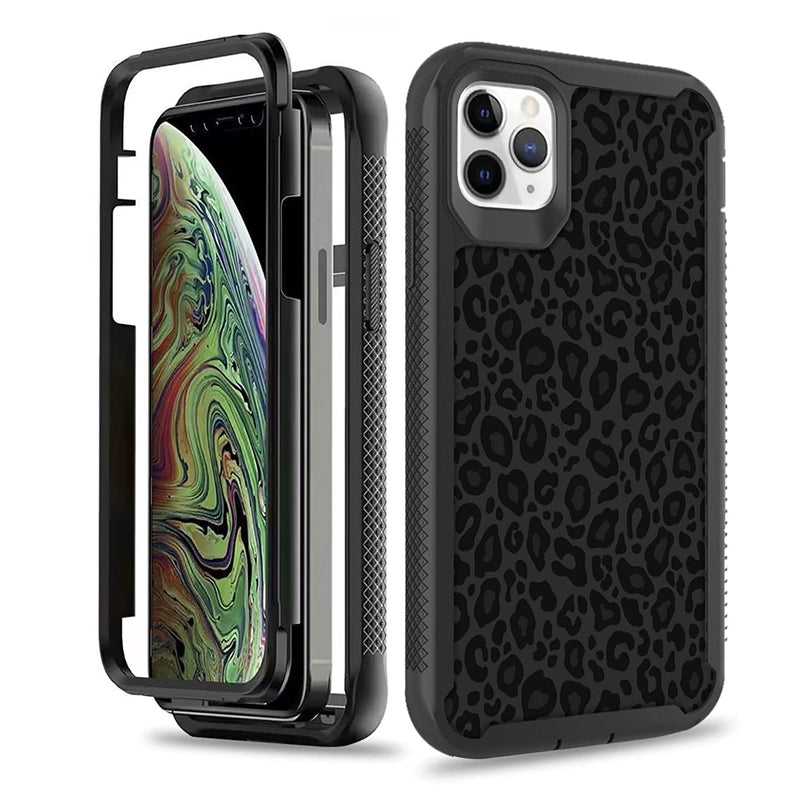 Leopard Case For Iphone 13 Pro Max Black Animal Skin Full Body Shockproof Protection Phone Case Double Layer Tpu Bumper Pc Armor Rugged Cover For Iphone 13 Pro Max 6 7Inch 2021 Cool Night Leopard