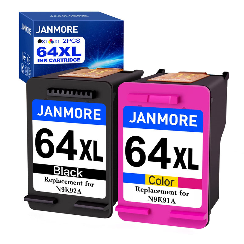 Ink Cartridge Replacement For Hp 64 64Xl 1 Black And 1 Color Combo Pack Worked With Envy Photo 7855 7858 6255 7155 7120 6252 7164 Envy 5542 Hp Tango Series