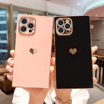 Robotsky Plating Love Heart Phone Case For Iphone 13 Pro 6 1 Inch 5G Cute Slim Thin Square Edge Case For Women Girls Soft Tpu Silicone Full Camera Protection Shockproof Protective Shell Cover Black