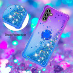 Monwutong Phone Case For Samsung Galaxy A13 5G Shiny Bling Quicksand Effect Tpu Bumper Case With Four Corners Anti Fall Heavy Protection Cover For Samsung Galaxy A13 5G Purple Blue