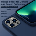 Cellever Silicone Case For Iphone 13 Pro 2X Glass Screen Protectors Included Drop Tested Shockproof Protective Matte Gel Rubber Cover With Soft Anti Scratch Microfiber Interior Navy Blue