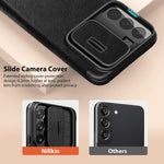 Nillkin For Samsung Galaxy S22 Case With Camera Cover And Card Holder Pu Leather Case With Flip Cover And Slide Camera Protection Durable Shockproof Cover Black