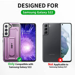 Bwy For Samsung S22 Case With Screen Protector Military Protective Rugged Cover For Samsung Galaxy S22 5G 6 1 Phonedoes Not For Plus Or Ultra Durable Kickstand Purple