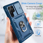 Hoerrye For Galaxy S22 Ultra Case With Slide Camera Protector Heavy Duty Shockproof Protective Phone Cover With Kickstand360 Rotate For Samsung Galaxy 6 8 Inch 5G Blue
