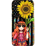 Hippie Sunflower Girls Phone Case For Apple Iphone Glass Case With Unique Fashion Printed Design Slim Fit Anti Scratch Shock Proof Case Cover Compatible For Iphone Xr