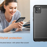 Dretal Galaxy A03 Case Samsung A03 5G Case With Tempered Glass Screen Protector Shock Absorption Brushed Flexible Soft Carbon Fiber Protective Cover For Samsung Galaxy A03 Ls Black