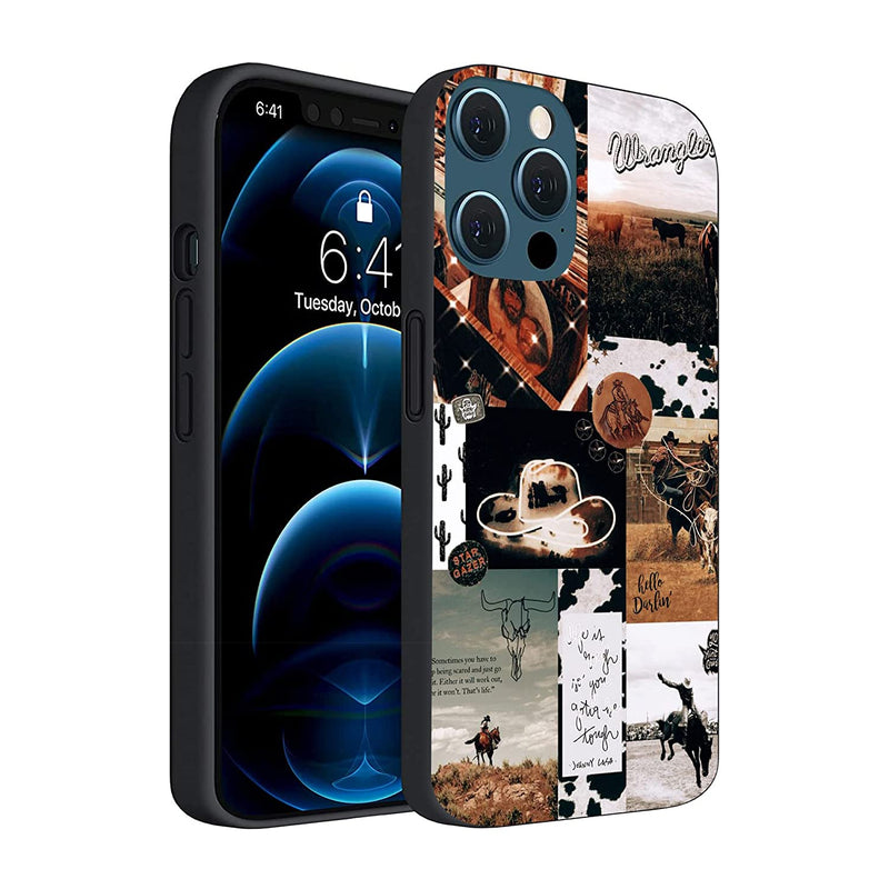 Compatible For Western Iphone 13 Pro Max Case Retro Cowgirl Cowboy Country Chic Aesthetic Collage Iphone Case For Men Women Gift Shockproof Soft Tpu Case