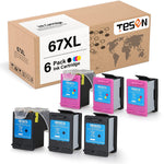 67 Xl Ink Cartridge Replacement For Hp 67 Xl 67Xl Use With Hp Envy 6055 6455 6052 6458 Deskjet 2755 2752 1255 Plus 4252 4255 4122 6 Pack 3 Black 3 Color 2 Reu