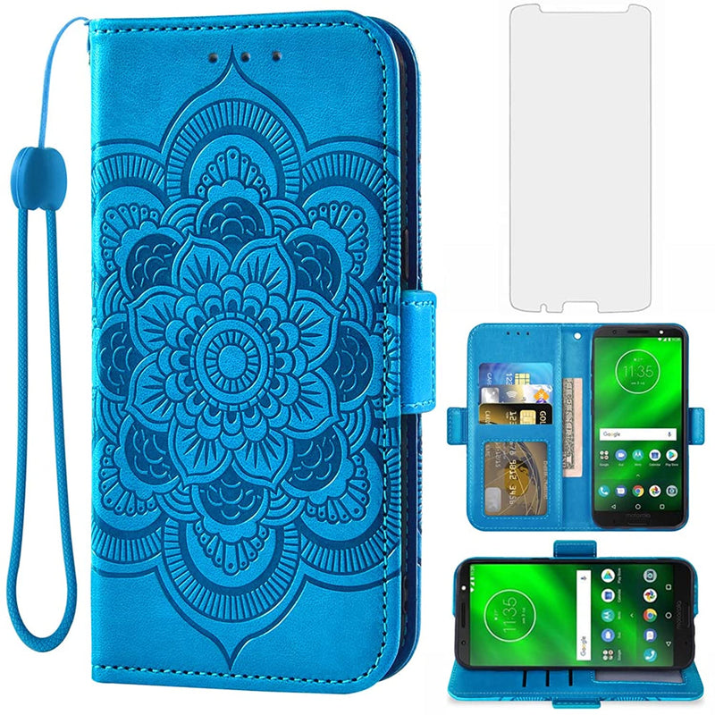 New For Moto G6 Plus Wallet Case And Tempered Glass Screen Pro