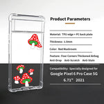 Burmcey Compatible With Google Pixel 6 Pro Case 5G Clear Red Mushroom Slim Four Corner Airbags Shock Absorbing Drop Resistant Transparent Phone Case For Google Pixel 6 Pro 5G 6 71 2021