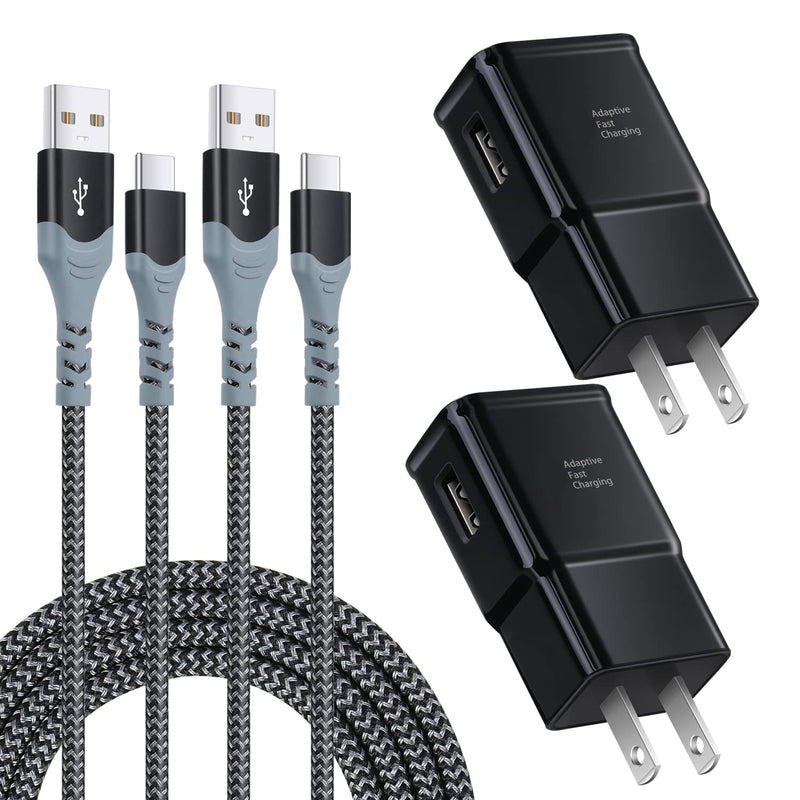 Adaptive Fast Charging Wall Charger Kit Set With Usb C Cable 10Ft Excgood Usb Fast Charger Type C Charger Compatible With Samsung Galaxy S8 9 10E Note 8 9 Lg Htc 2Chargers 2Cables Black