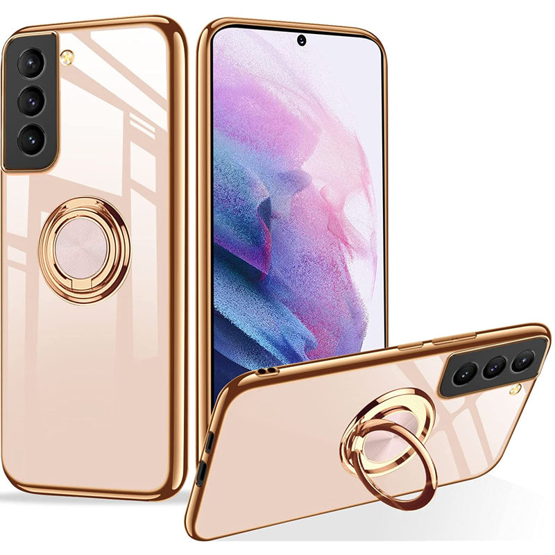 Compatible With Samsung Galaxy S22 Case With Ring Stand Slim Thin Tpu Silicone Shockproof Anti Yellowing Protective Phone Case For Samsung Galaxy S22 5G2022 Support Magnetic Car Mountpink