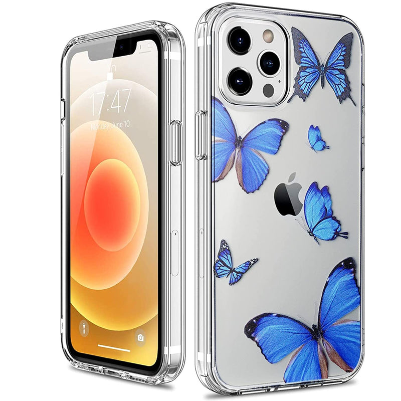 Kilikala Butterfly Iphone 12 Iphone 12 Pro Case Beautiful Blue Butterfly Designs Flexible Tpu Soft Back Clear Cover For Women Girls Iphone 12 Iphone 12 Pro 6 1 Butterfly Case