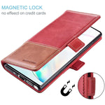 Kezihome Samsung Galaxy Note 10 Plus Case Genuine Leather Note 10 Plus 5G Wallet Case Rfid Blocking Credit Card Slot Flip Magnetic Stand Case For Galaxy Note 10 Plus Red Brown