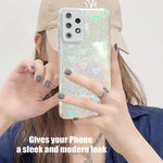 Lover Heart Case For Samsung Galaxy S22 Ultra Glitter Holographic Heart Phone Case Fashion Luxury Clear Lover Heart Pattern Women Girls Case Shiny Laser Shockproof Cover For Galaxy S22 Ultra 5G 6 8