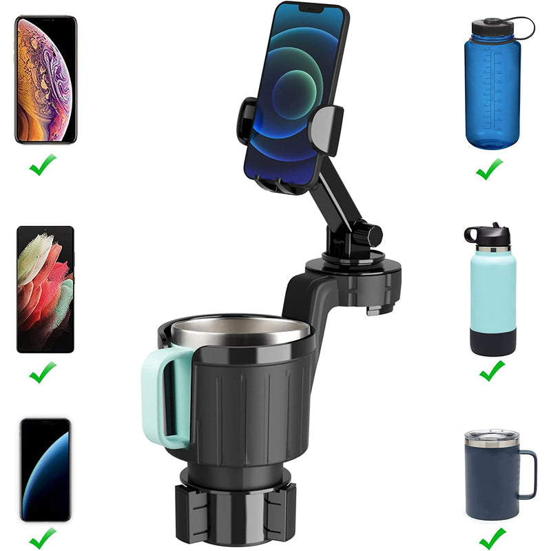 Adjustable 2 In 1 Car Cup Holder Phone Mount