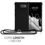 Kwmobile Case Compatible With Google Pixel 6 Crossbody Case Soft Matte Tpu Phone Holder With Neck Strap Black