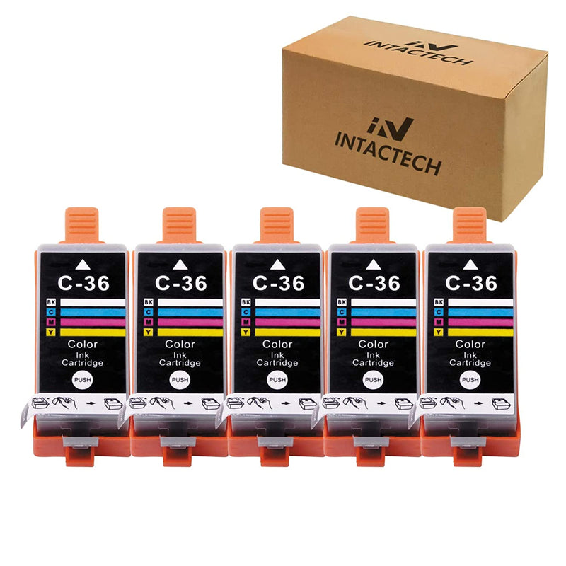 Intactech Compatible With Canon Ip100 Color Ink Cartridges Cli 36 Pixma Ink 36 Color 5 Color Pack Use For Canon Pixma Ip110 Ip100 Mini260 Mini320 Tr150 Printer