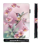 New Case For Ipad 10 2 Inch 2021 2020 2019 Model 9Th 8Th 7Th Generation Pink Flowers With Hummingbird Ipad 10 2 Case Auto Wake Sleep Cover Leather