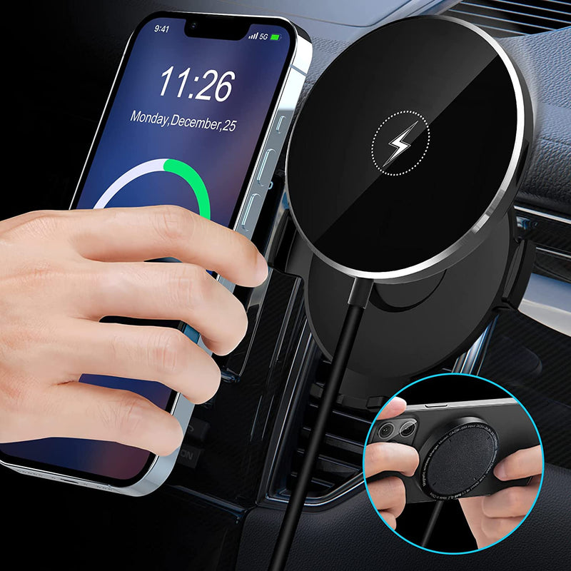Magnetic Car Mount Charger Mobo Dpur 15W Max Removable Wireless Charger With Upgraded Version Stable Lock Air Vent Holder Compatible With Iphone 13 13 Pro 13 Pro Max 13 Mini 12 Series