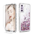 Elegant Choise Case For Samsung Galaxy S21 Case Liquid Glittery With Screen Protector And Camera Lens Protector For Girls Women Flowing Floating Bling Sparkling Shiny Crystal Phone Case Cover Clear