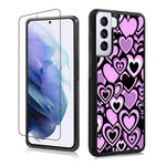 Aigomara Compatible With Samsung Galaxy S21 Fe Case Pink Love Heart Pattern Design Phone Case With Tempered Glass Screen Protector For Galaxy S21 Fe 6 4 Inch 2022 Pink Heart