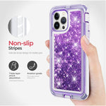 For Iphone 13 Pro Max Liquid Glitter Case Luxury Floating Bling Sparkle Shockproof Cover Compatible With Iphone 13 Pro Max Iphone 13 Pro Max Purple