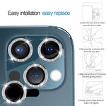 Buluby For Iphone 12 Pro Max Camera Lens Protector Cover 3 Pcs Hd Tempered Glass Metal Full Coverage Back Lens Protection Ring Film Anti Scratch Anti Dust Giltter