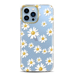 Jiaxiufen Clear Case Compatible With Iphone 13 Pro Max Case With Flowers For Girls Women Shockproof Glitter Plating Floral Design Hard Back Cover Phone Case 6 7 Inch 2021 Daisy White