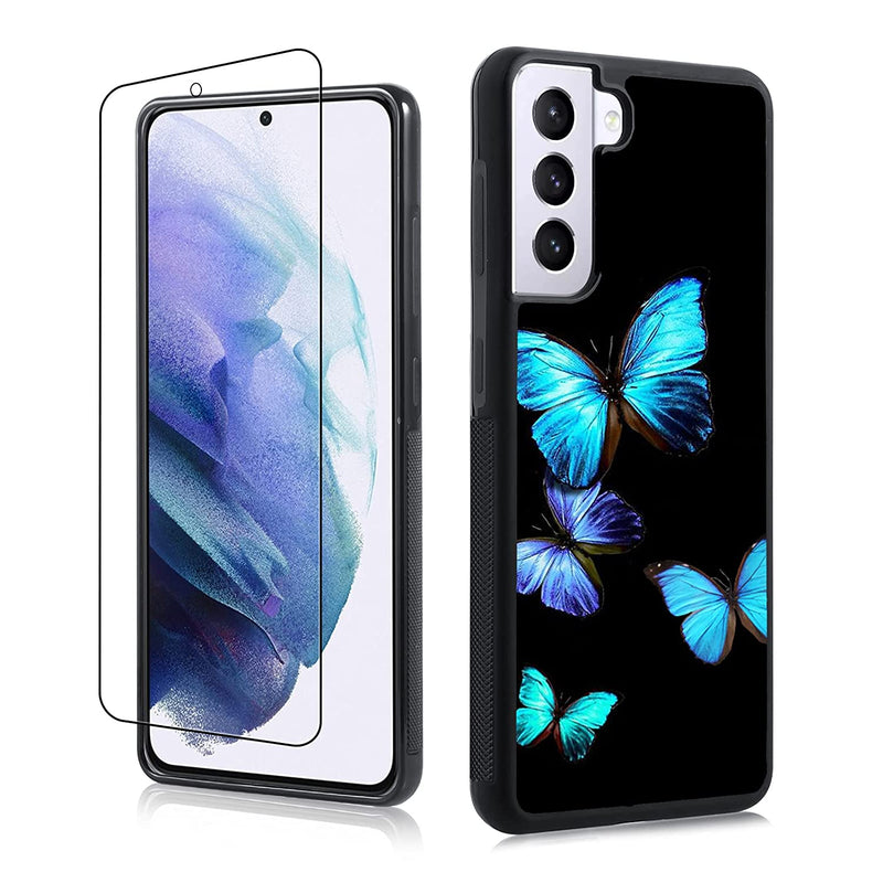 Lsl Compatible With Samsung Galaxy S22 Plus Case Cute Blue Butterfly Print Design Fashion Cover For Women Kids Soft Tpu Anti Slip Bumper Shockproof Protective Phone Case For S22 Plus 2022
