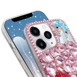 Guppy For Iphone 13 Pro Max 3D Diamond Case For Women Girls Luxury Bling Butterfly Rose Shiny Sparkle Rhinestone Pearl Crystal Soft Silicone Rubber Protective Cover 6 7 Inch Pink Ql3215 I13Pm 2
