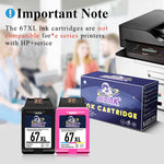 Ink Cartridge Replacement For Hp 67 Xl 67Xl 1 Black 1 Tri Color Used With Deskjet 2700 2725 2755 2752 2732 Plus 4100 4152 4140 4155 Envy 6055 6052 Pro 6455 6