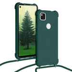 Kwmobile Case Compatible With Google Pixel 4A Crossbody Case Soft Matte Tpu Phone Holder With Neck Strap Dark Green
