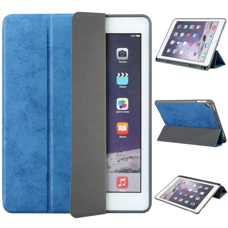 Ipad 9 7 2018 Case With Built In Apple Pencil Holder Lightweight Soft Protective Tpu Back Standing Cover With Auto Wake Sleep For Apple Ipad 2018 9 7 Inch 6Th Gen Blue