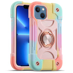 Markill Compatible With Iphone 13 Case 6 1 Inch With Built In 360 Rotating Ring Stand Military Grade Drop Protection Full Body Rugged Heavy Duty Protective Durable Cover For Iphone 13 Rainbow Pink