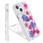 Guppy Compatible With Iphone 13 Pro Max Flower Case For Women Luxury Elegant Silver Foil Leaf Pressed Dry Real Floral Crystal Soft Silicone Rubber Slim Protective Cover 6 7 Purple Ql3302 I13Pm 2