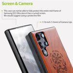 Carveit Wood Case For Galaxy S22 Ultra Case Hard Real Wood Soft Tpu Shockproof Protective Cover Unique Classy Wooden Case Compatible With Samsung S22 Ultra Viking Compass Vegvisir Rosewood