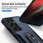 For Galaxy S21 Fe Case Samsung S21 Fe Case Built In Stand Comprehensive Protection Heavy Duty Shockproof Anti Scratch Rugged Protective Case With Kickstand For Samsung Galaxy S21 Fe 5G Navy Blue