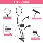 Moko Selfie Ring Light With Phone Holder Stand For Live Stream 8 Dimmable Led Ring Light Holder With Mic Phone Tablet Clip For Makeup Youtube Fits Iphone 11 Pro Ipad Air 4 Black