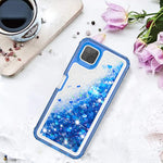 Saweno For Boost Celero 5G Case Samsung Galaxy A22 5G Case Celero 5G Glitter Case 3 In 1 Heavy Duty Protection Case For Galaxy A22 5G Liquid Moving Quicksand Shiny Case Blue