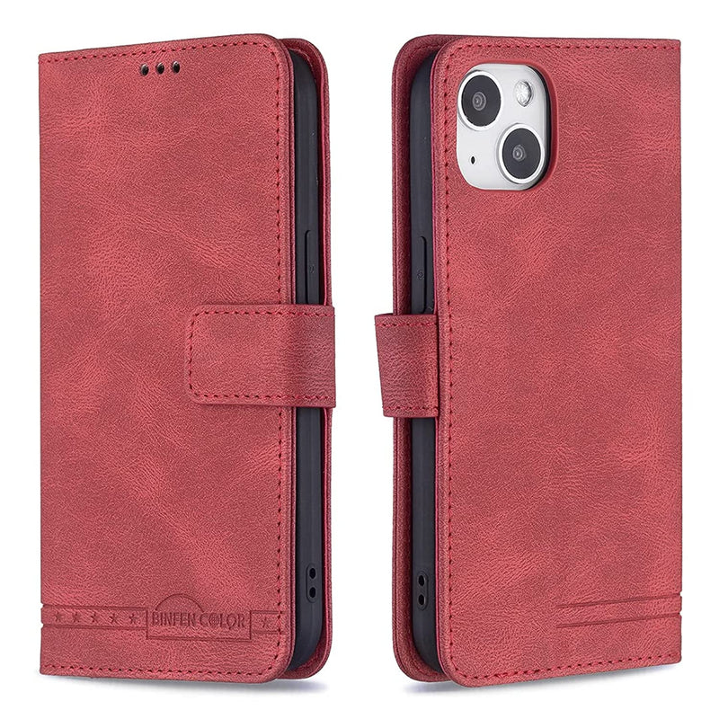 Tohulle For Iphone 13 Pro Case Premium Wallet Case Card Holder Kickstand Magnetic Clasp Flip Folio Leather Case For Iphone 13 Pro Red