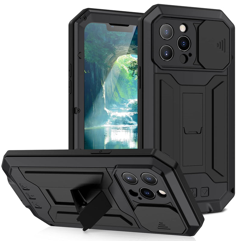 Caseyou Compatible With Iphone 13 Pro Max Phone Case Aluminum Metal Gorilla Glass Waterproof Shockproof Military Heavy Duty Sturdy Protector Cover Hard Case Black Max