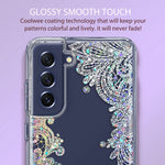 Coolwee Clear Glitter For Galaxy S21 Fe Case Thin Flower Slim Cute Crystal Lace Bling Shiny Women Girl Floral Plastic Hard Back Soft Tpu Bumper Protective Cover For Samsung Galaxy S21 Fe Mandala Henna